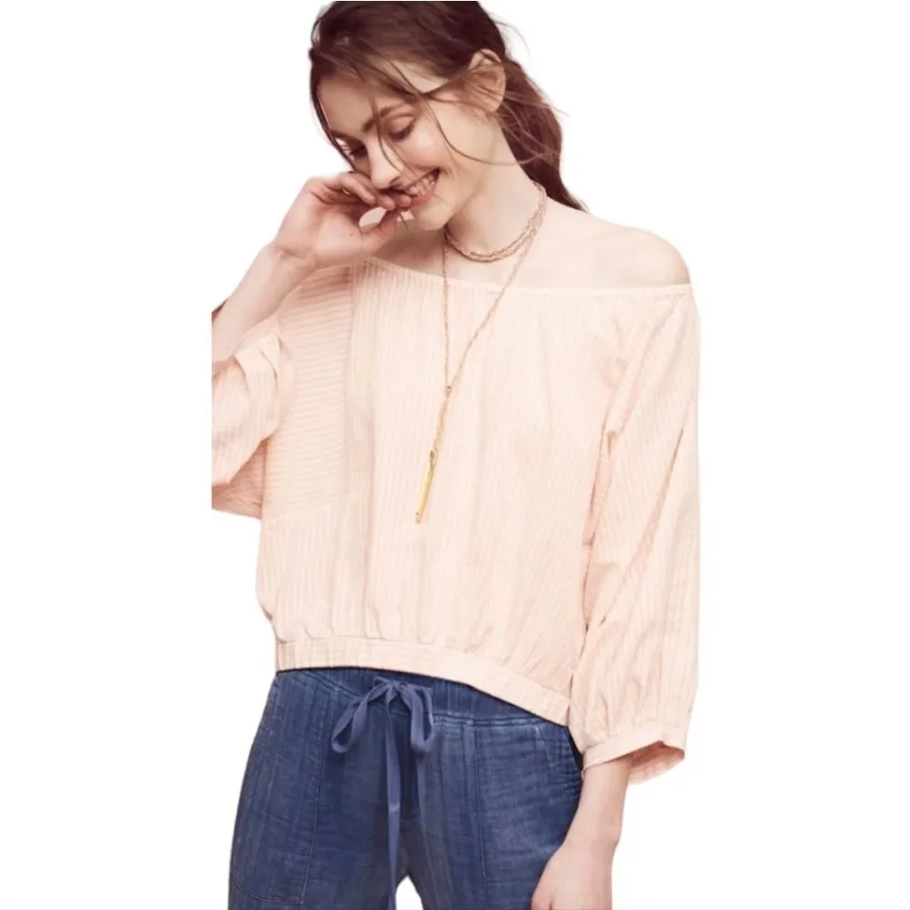 Anthropologie Holding Horses Aria Striped Off-the-Shoulder Top - Picture 1 of 8